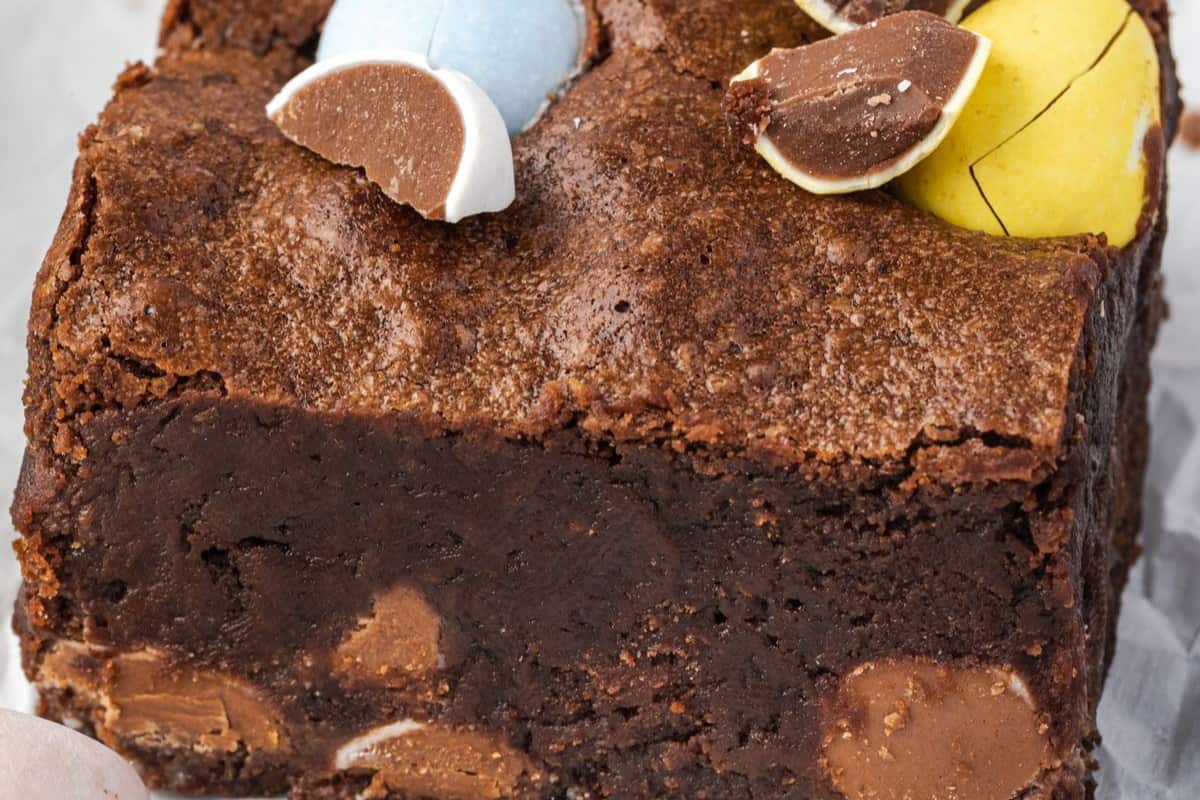 A dish of mini egg brownies.
