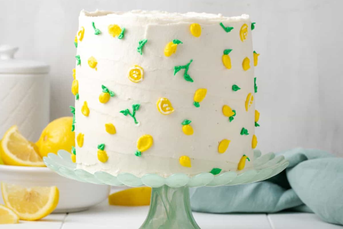 A dish of Gluten Free Lemon Cake.