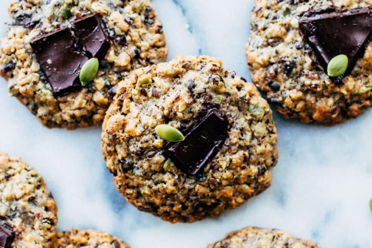 A plate of “Healthy” Seedy Currant Cookies.
