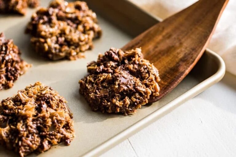 A dish of Caramel No Bake Cookies.