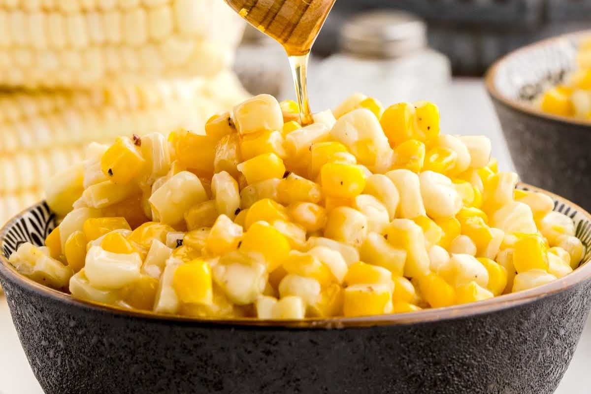 A dish of Honey Butter Skillet Corn.