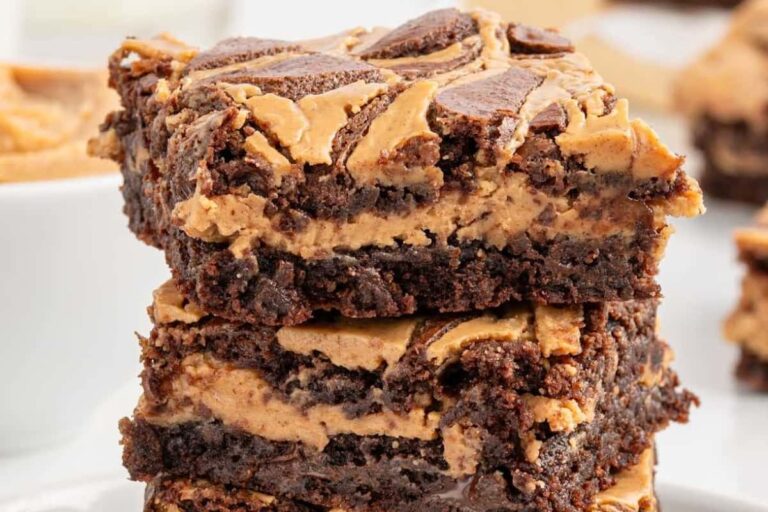 A plate of Peanut Butter Brownies.