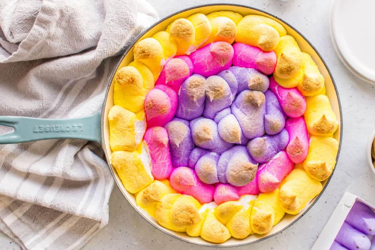 A dish of Peeps S’mores Dip.