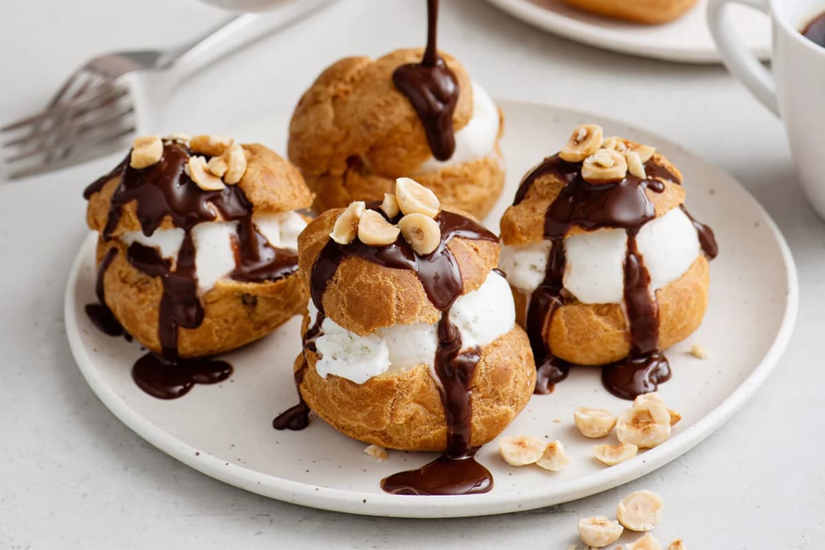 A plate of Profiteroles Recipe.