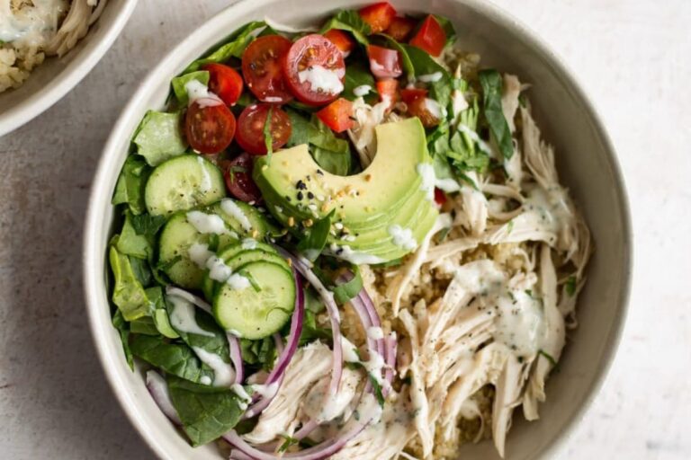 A bowl of Ranch Chicken Quinoa Salad.