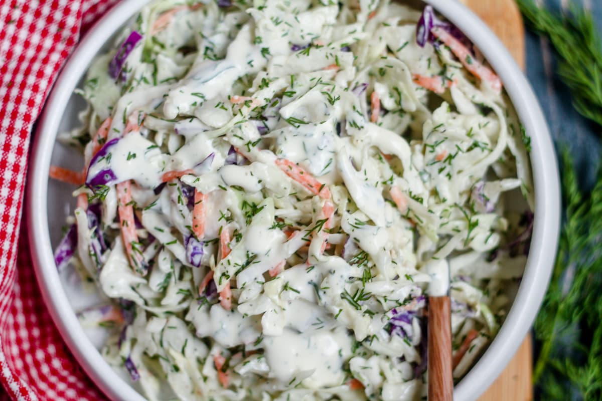 A dish of ranch slaw.
