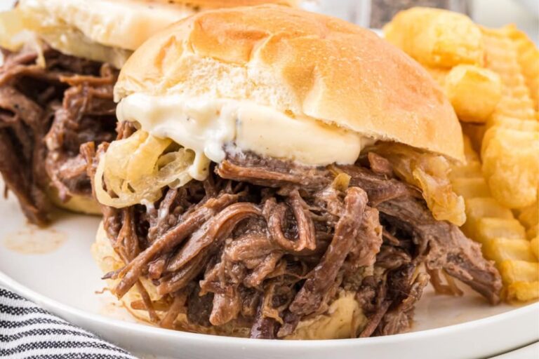A plate of Shredded Beef Sliders.