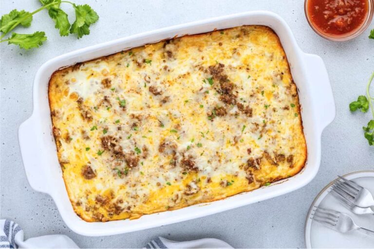 A dish of Green Chile Egg Casserole.