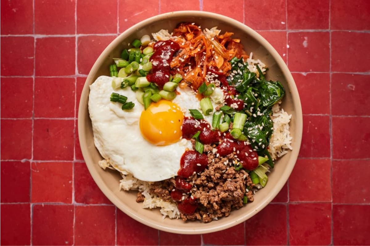 A dish of Easy Bibimbap Bowls.