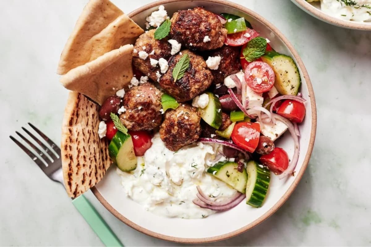 A dish of Greek Lamb Meatballs.