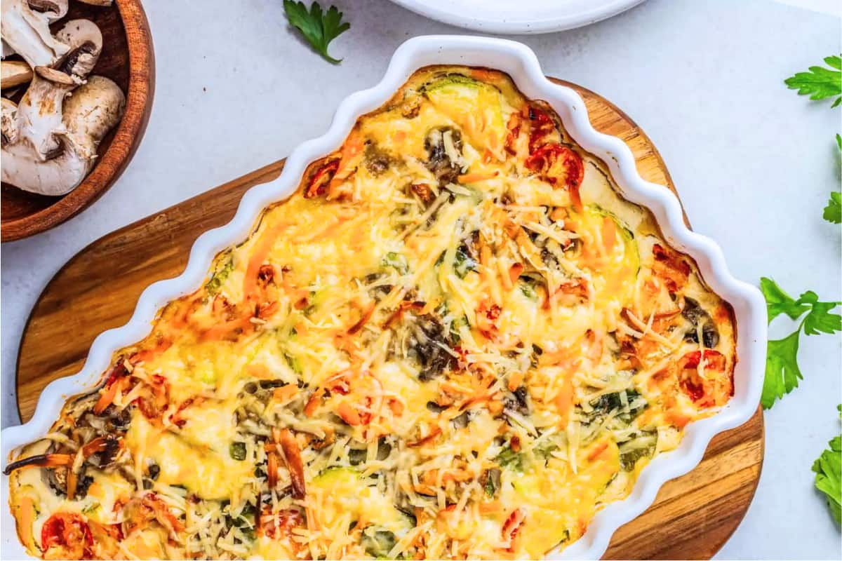 A dish of Vegan Breakfast Casserole.
