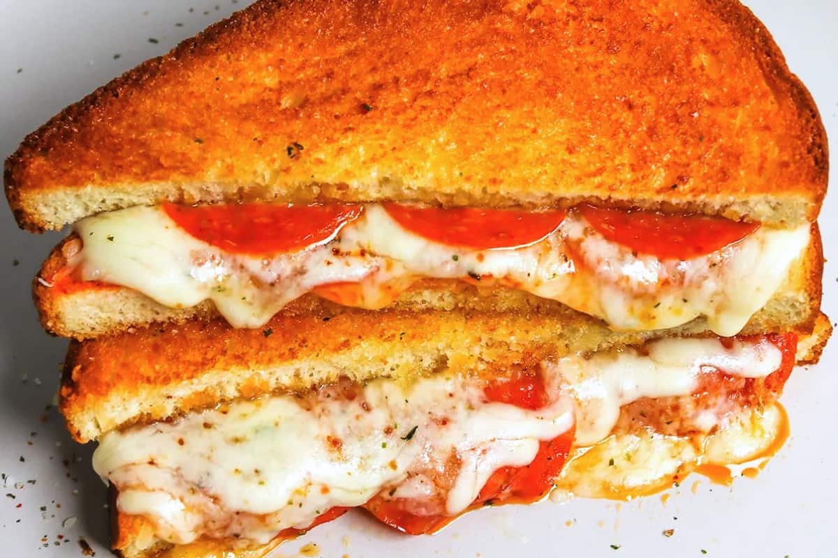 A plate of Easy Air Fryer Pizza Grilled Cheese.