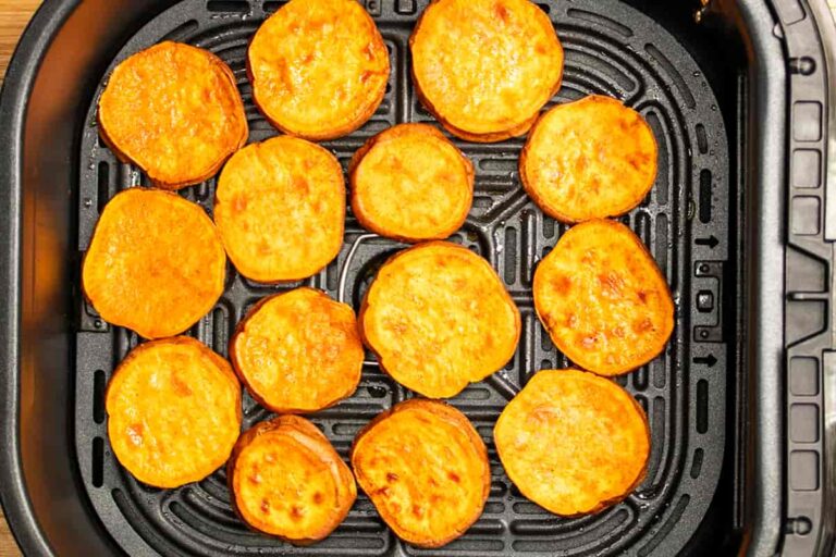 A dish of The Best Air Fryer Sweet Potato Slices.