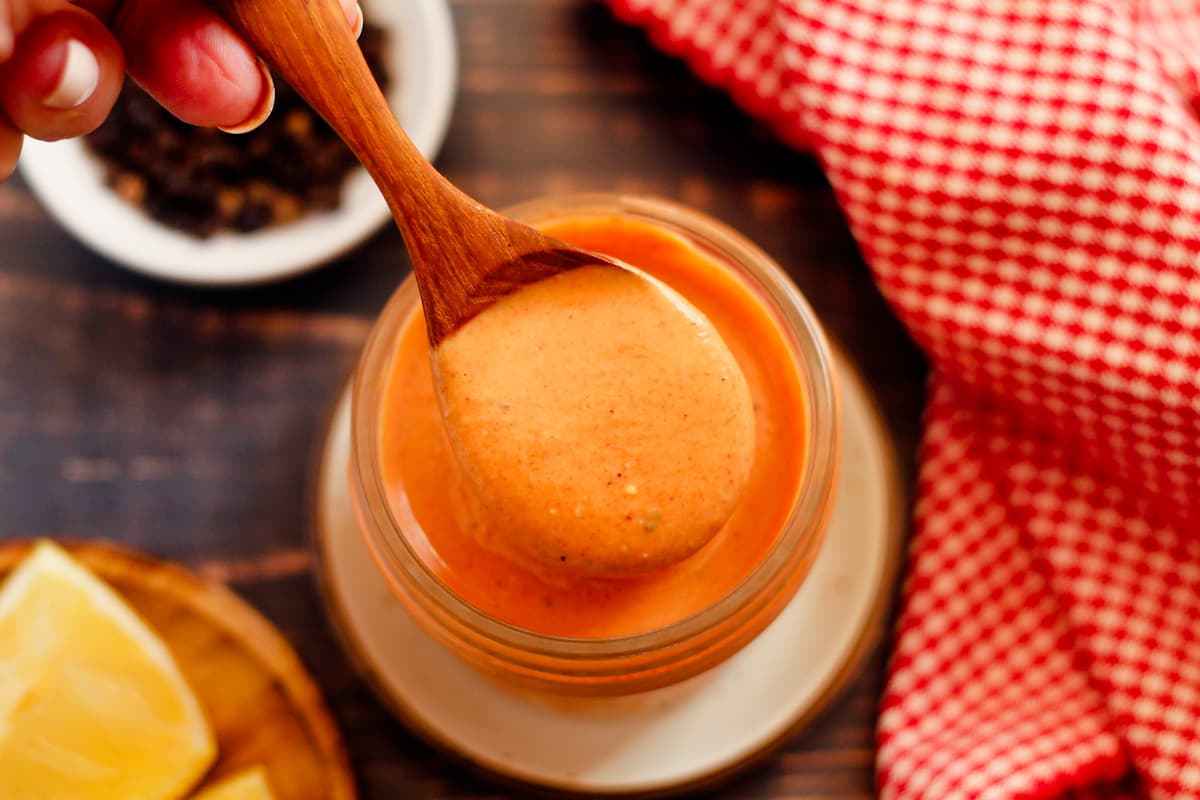 A jar of copycat cane's sauce.