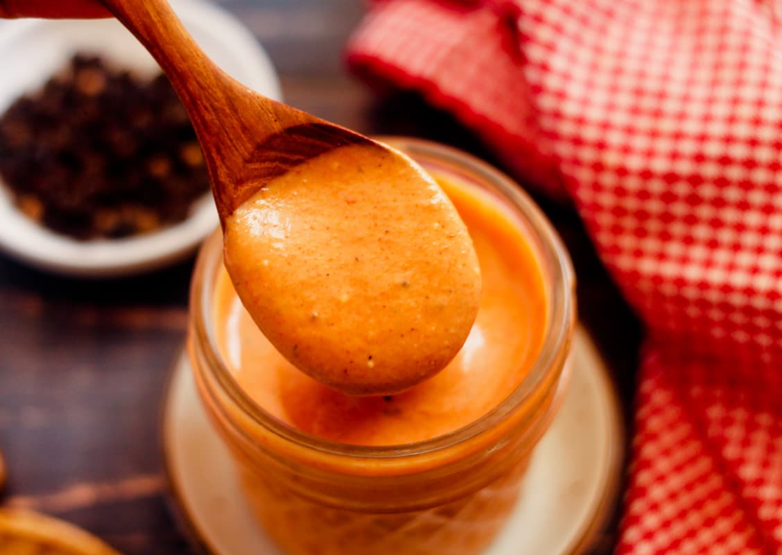 A jar of copycat cane's sauce.