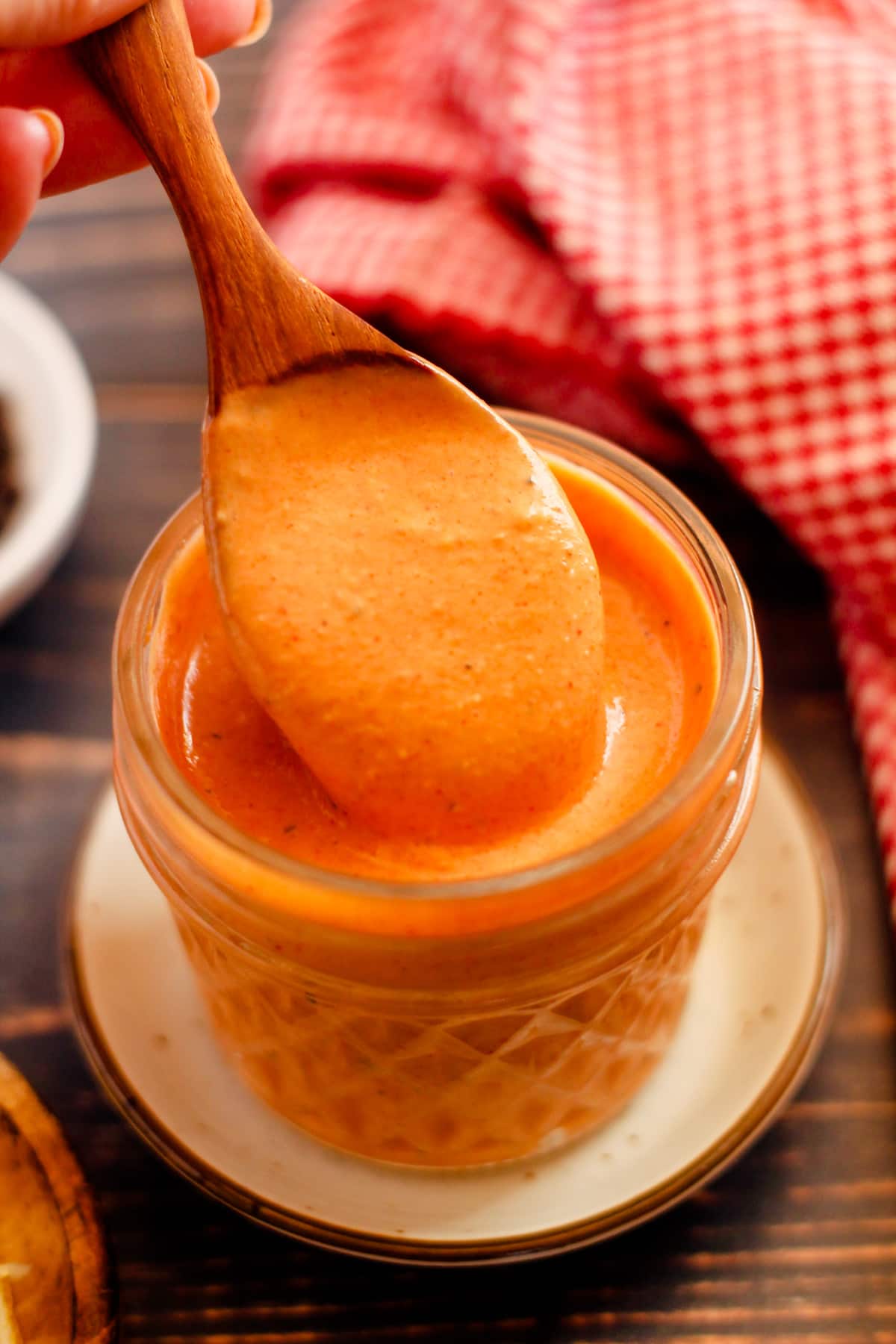 A jar of copycat cane's sauce.