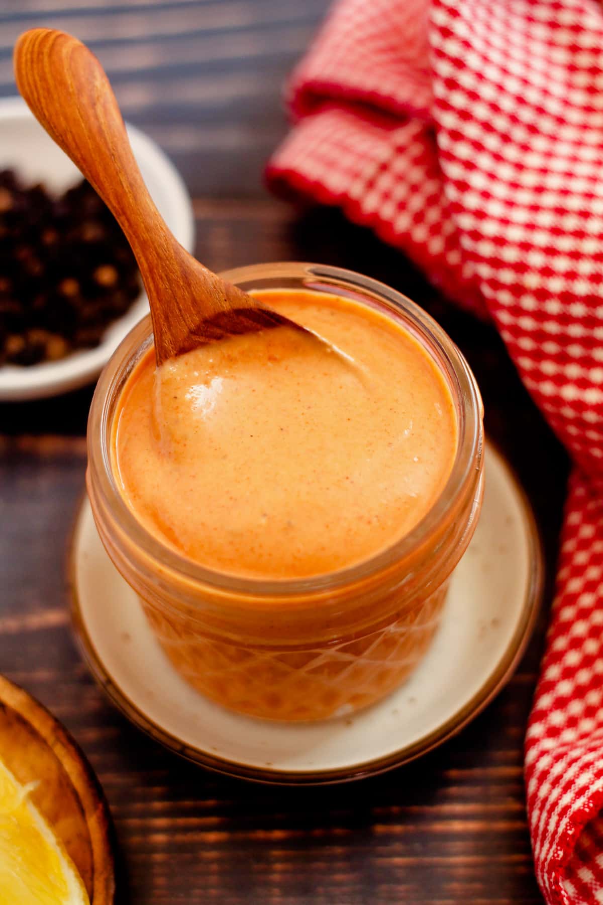 A jar of copycat cane's sauce.