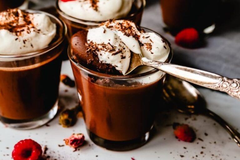 A dish of Chocolate Pot de Creme.