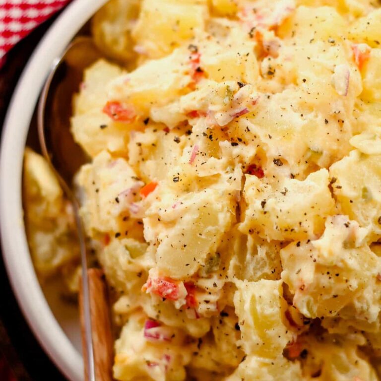 A dish of creamy potato salad.