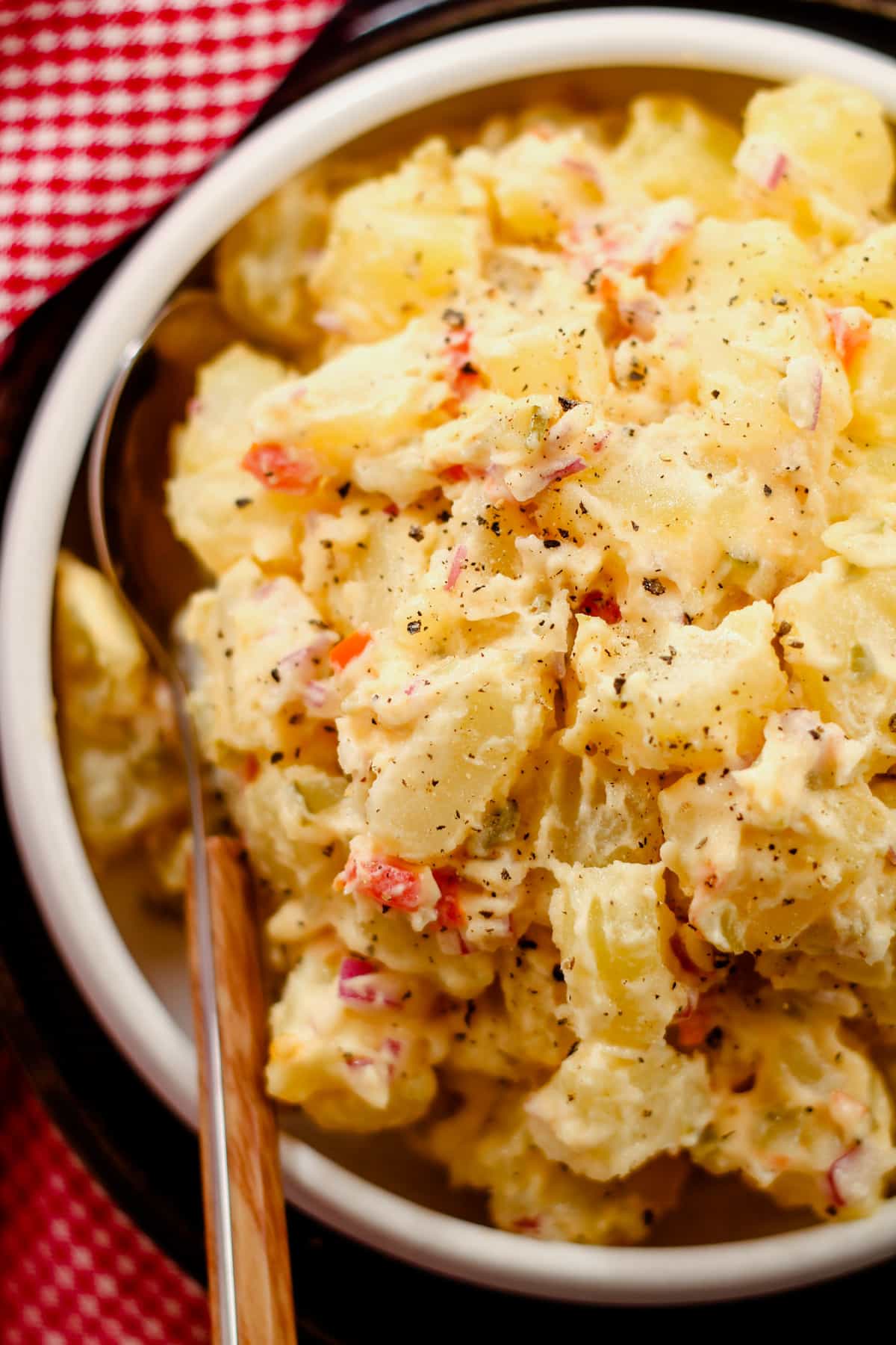 A dish of creamy potato salad.