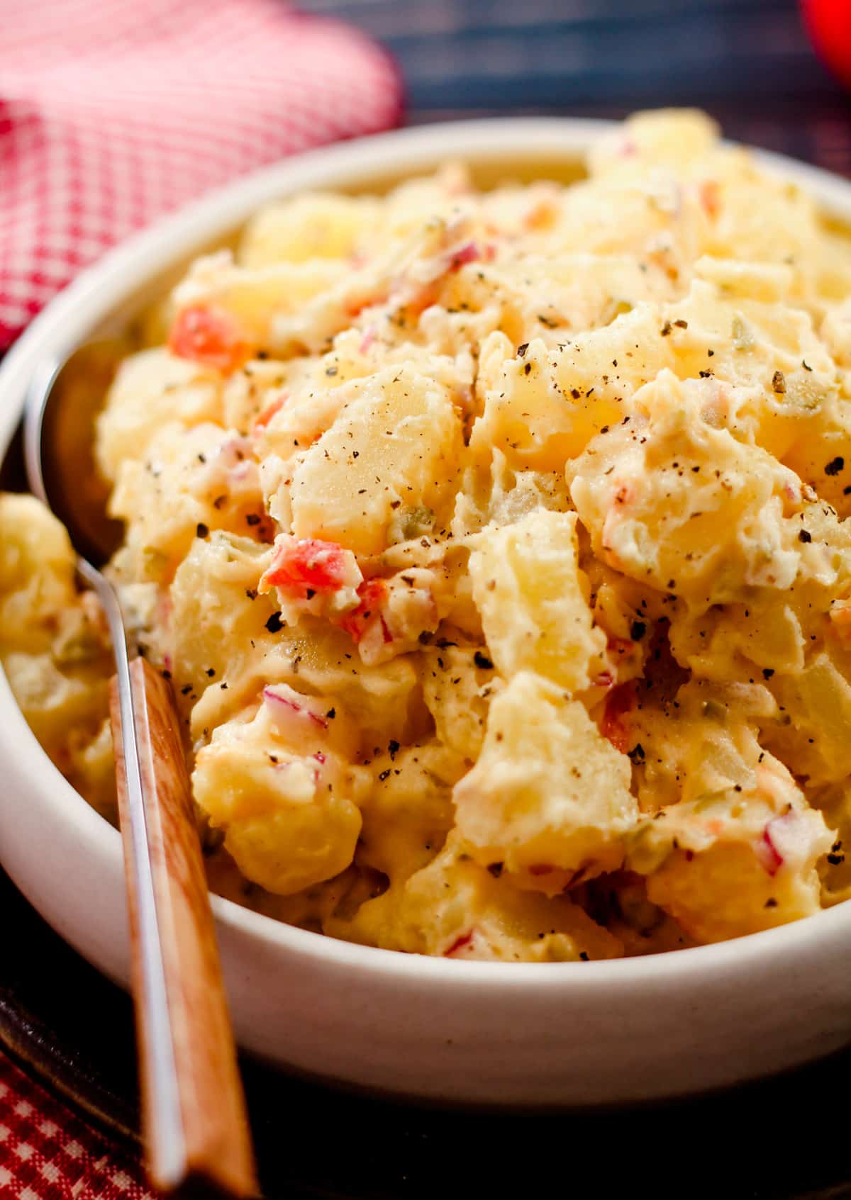 A dish of creamy potato salad.