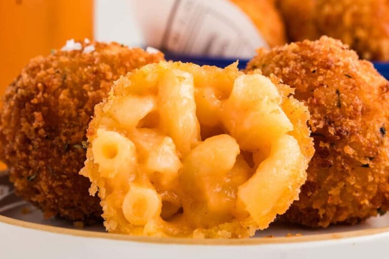 A plate of Mac and Cheese Bites.