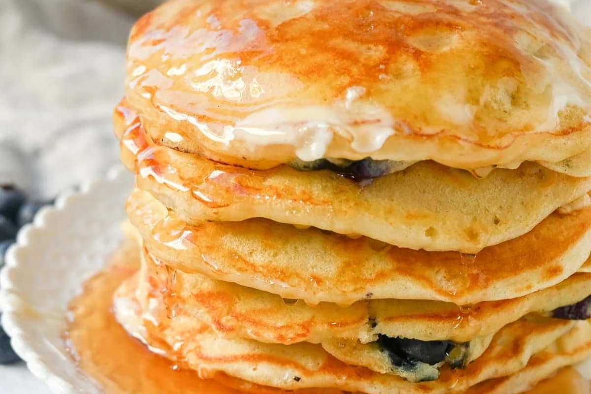 A Plate of Fresh Blueberry Pancakes.