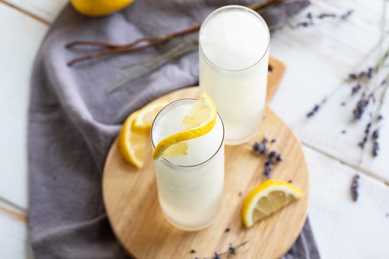 A tray of Frozen Lavender Lemonade.