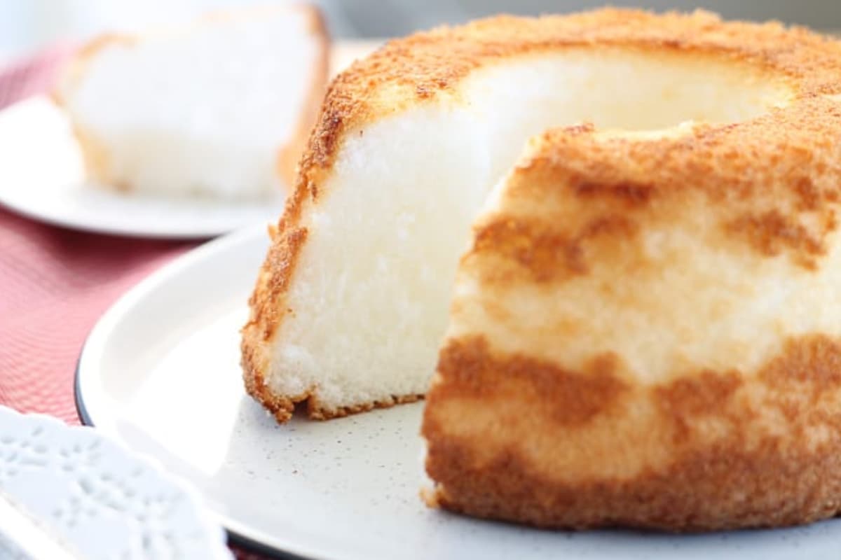 A plate of Gluten Free Angel Food Cake.