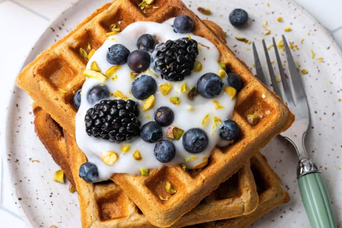 A plate of Easy Oat Flour Waffles.