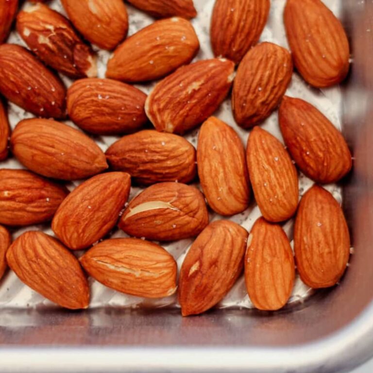 A pan of roasted almonds.