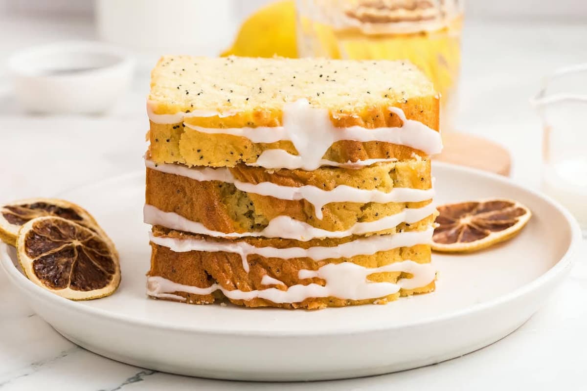 A plate of Lemon Poppy Seed Bread.