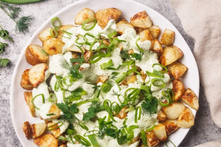 A plate of Loaded Ranch Potato Salad.