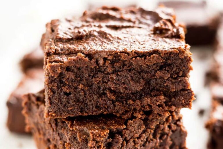 A plate of Chewy Keto Almond Flour Brownies.