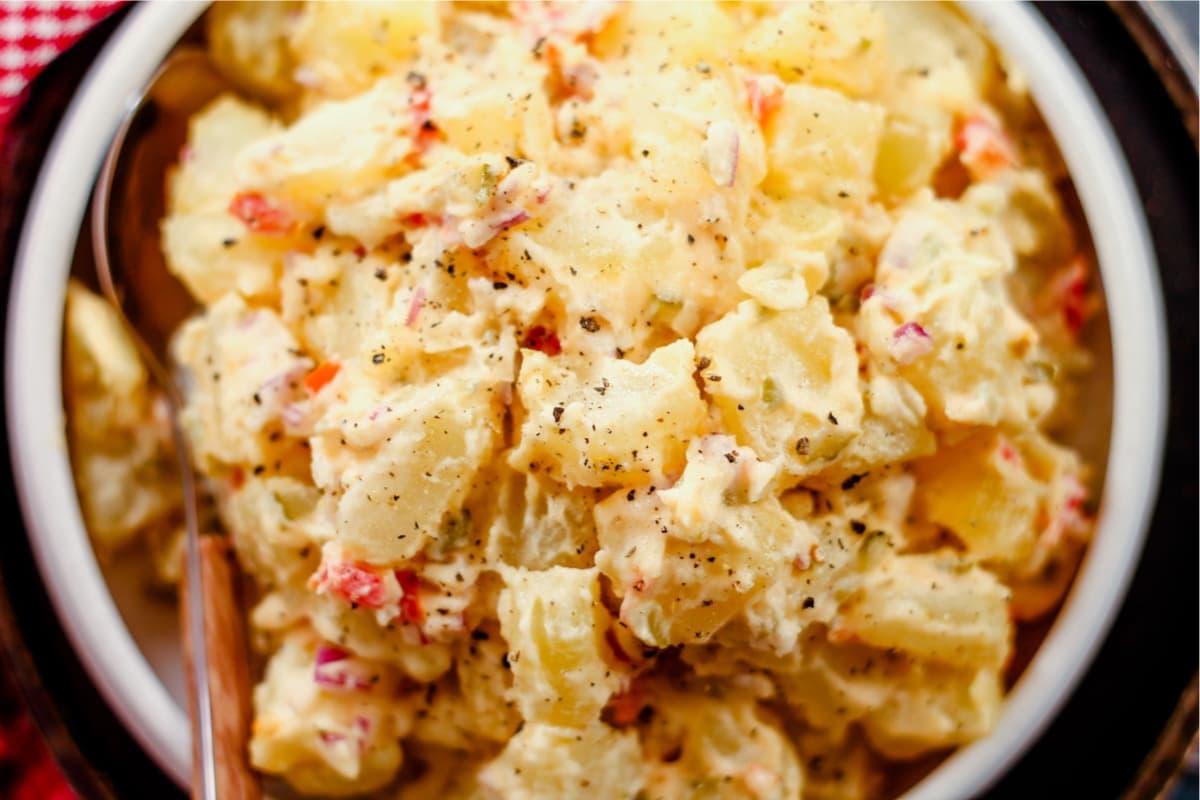 A dish of Mom's creamy potato salad.