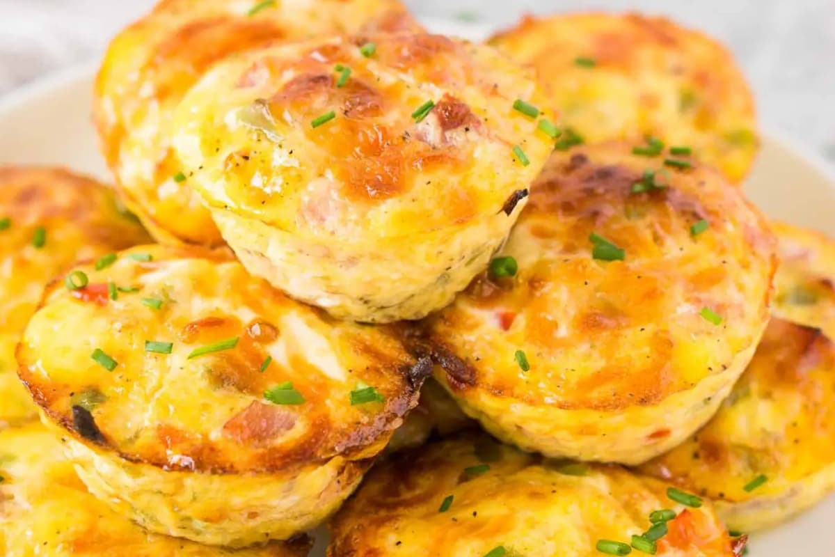 A dish of Ham and Cheese Breakfast Muffins.