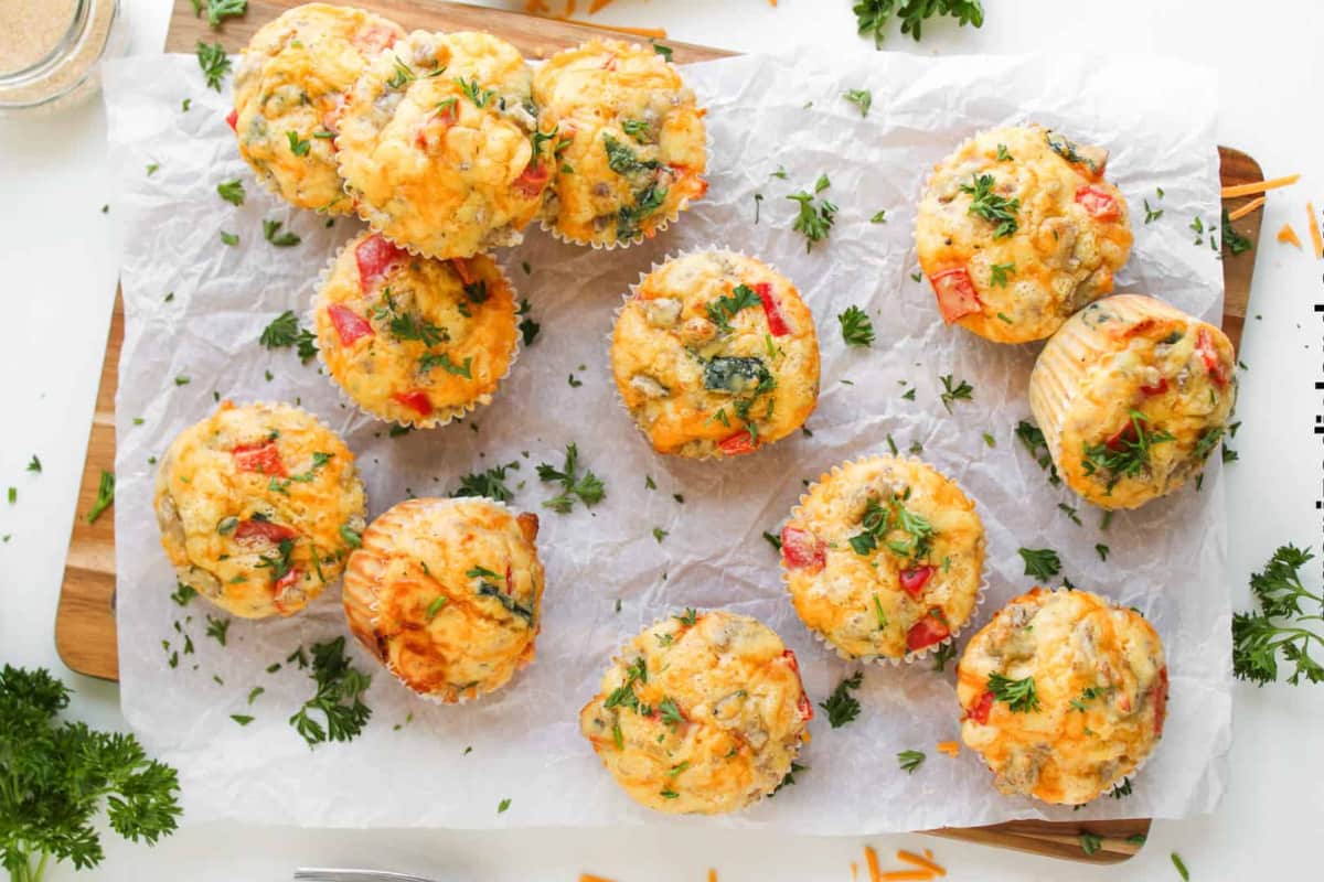 A tray of Sausage and Egg Muffins.