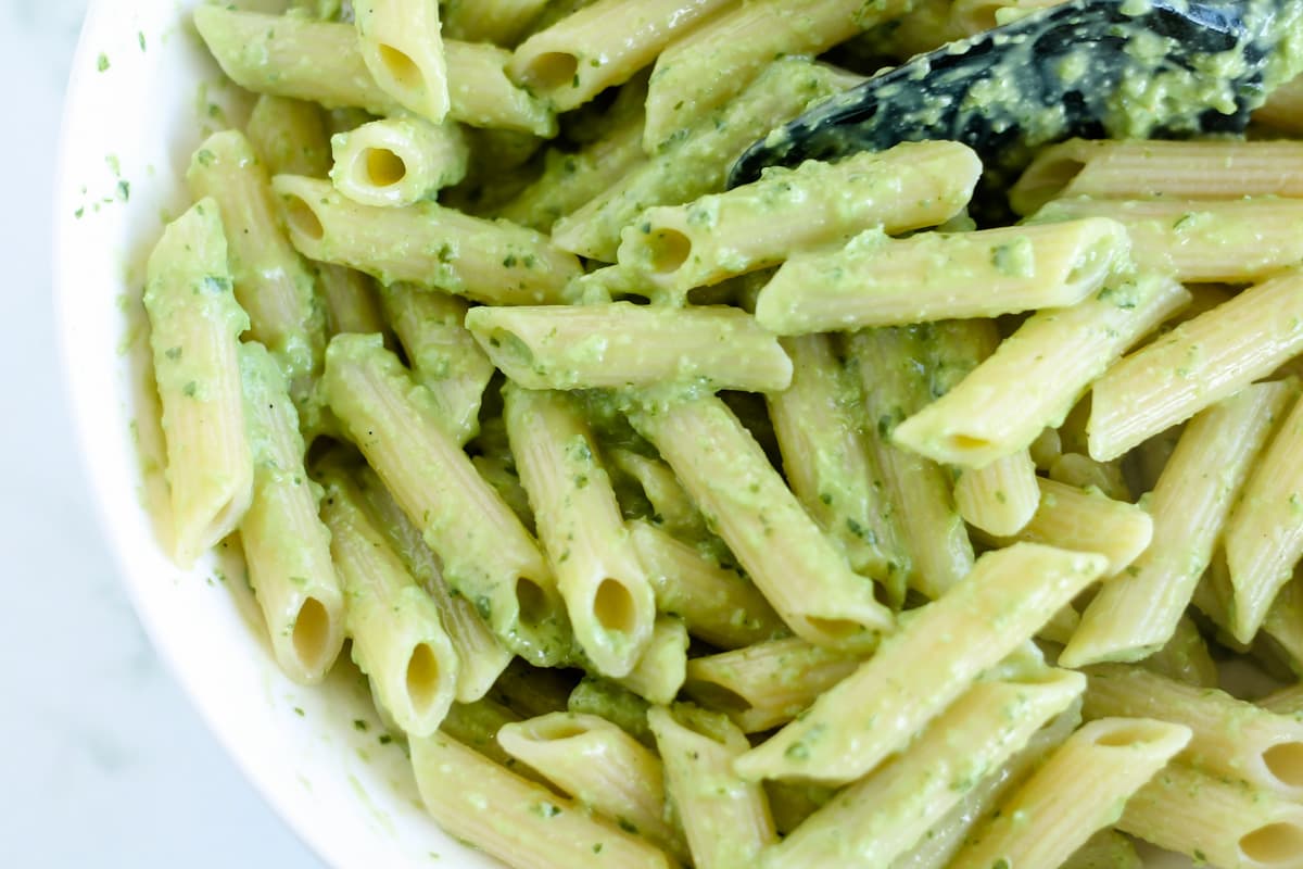 Noodles coated in sauce.