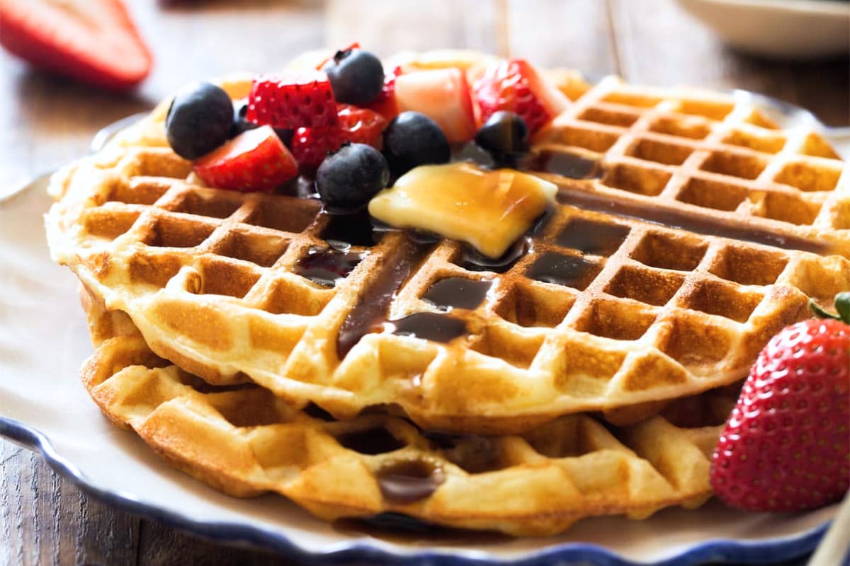 A plate of Waffles For Two.