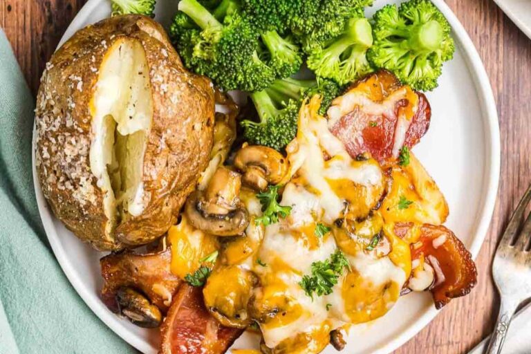 A plate of Alice Springs Chicken Recipe (Outback Copycat).