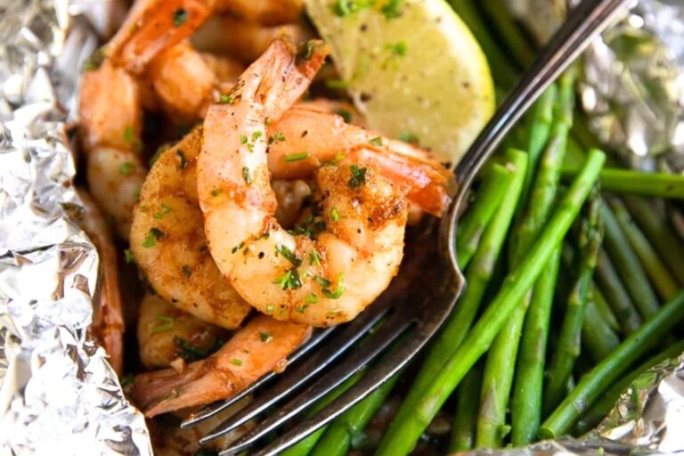 A dish of Cajun Shrimp Foil Packets.