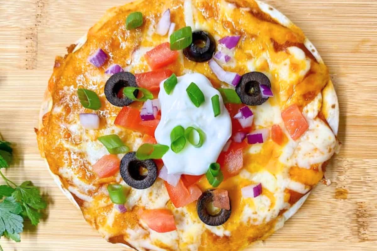 A plate of Mexican Pizza (Taco Bell Copycat Recipe).