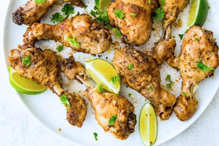 A plate of Quick and Easy Instant Pot Chicken Drumsticks.