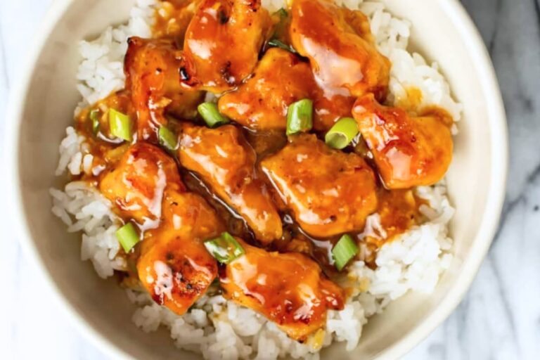 A plate of Easy Orange Chicken.