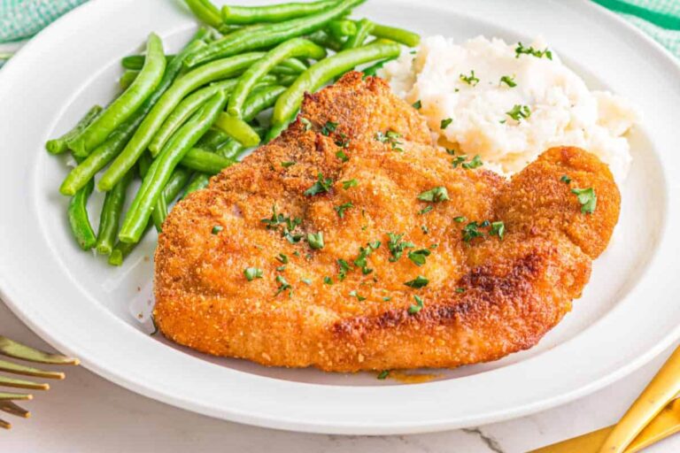 A plate of Shake and Bake Pork Chops.