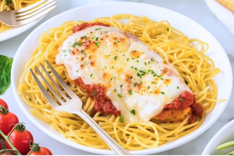 A plate of Chicken Parmesan.