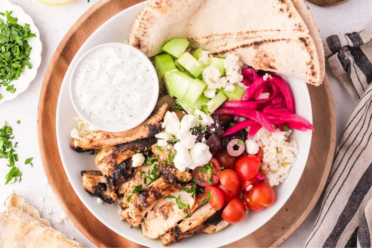 A plate of Greek Chicken Bowls.