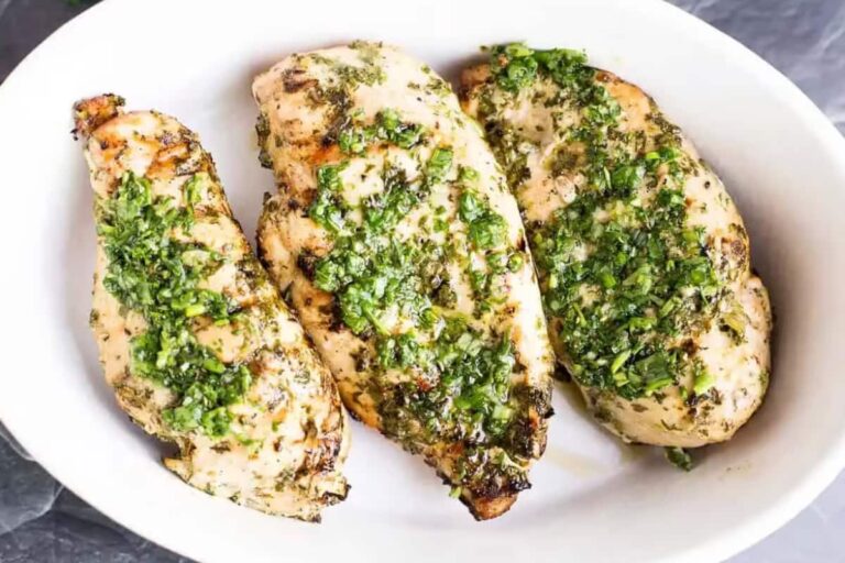 A plate of Grilled Chimichurri Chicken.
