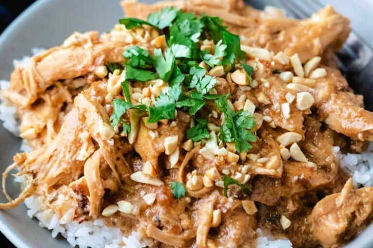 A Plate of Instant Pot Peanut Chicken.