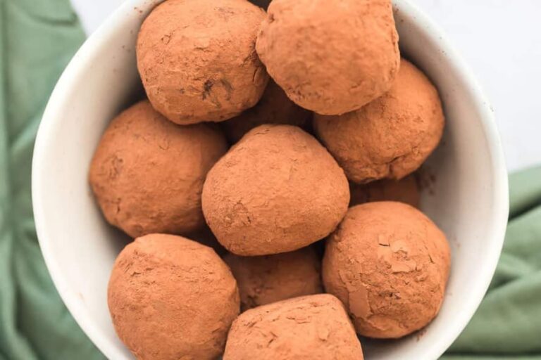 A dish of Chocolate Protein Truffles.